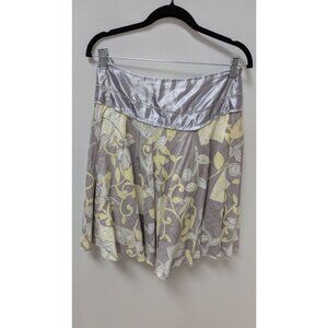 Toi et Moi Grey/Yellow Floral Printed Flared Skirt